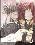  aquablade cigarette death_scythe_(spirit) dr_franken_stein grey_hair hand_on_another's_chest male_focus multiple_boys necktie red_hair scar soul_eater yaoi 