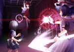  bad_id bad_pixiv_id bat_wings battle blonde_hair bow braid broom brown_hair detached_sleeves hair_bow hakurei_reimu hat hebrew hexagram izayoi_sakuya kirisame_marisa knife maid multiple_girls orino_yushi red_eyes remilia_scarlet short_hair silver_hair touhou wings witch_hat 