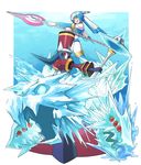  blue_eyes blue_hair capcom crossover ice kin_niku leviathan_(rockman) multiple_girls polearm queen_tia rockman rockman_zero ryuusei_no_rockman spear weapon 