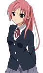  bad_id bad_pixiv_id brown_eyes k-on! long_hair miura_akane momoiro_tanuki parody pink_hair ponytail school_uniform solo 