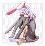  animal_ears bad_id bad_pixiv_id black_legwear blazer bunny_ears jacket legs leo_hariyoru pleated_skirt purple_hair red_eyes reisen_udongein_inaba skirt solo thighhighs touhou zettai_ryouiki 