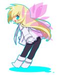  1girl blonde_hair chibi colette_brunel collet_brunel female full_body long_hair open_mouth simple_background smile solo tales_of_(series) tales_of_symphonia white_background wings 