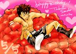  abs boots boxing_gloves brown_hair cat hajime_no_ippo male_focus sendou_takeshi shimura shorts solo 