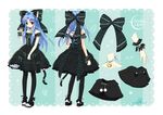  animal_ears bell blue_hair bow braid cat_ears cat_tail dress full_body len long_hair melty_blood pantyhose polka_dot red_eyes ribbon shawl snowclover tail tsukihime 