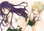  aono_(pompty) bad_id bad_pixiv_id black_hair blonde_hair blue_eyes boku_wa_tomodachi_ga_sukunai bug butterfly butterfly_hair_ornament cosplay crossdressing flynn_scifo hair_ornament highres insect kashiwazaki_sena kashiwazaki_sena_(cosplay) mikazuki_yozora mikazuki_yozora_(cosplay) multiple_boys otoko_no_ko parody purple_eyes school_uniform skirt st._chronica_academy_uniform tales_of_(series) tales_of_vesperia yuri_lowell 