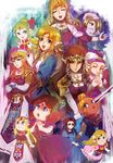  bad_id bad_pixiv_id blonde_hair blue_eyes brown_hair dark_skin elbow_gloves gloves haniwa_(hnw) highres instrument jewelry long_hair marin_(the_legend_of_zelda) multiple_girls multiple_persona ocarina pointy_ears princess_zelda red_eyes reverse_trap sheik smile sword tetra the_legend_of_zelda the_legend_of_zelda:_a_link_to_the_past the_legend_of_zelda:_four_swords the_legend_of_zelda:_link's_awakening the_legend_of_zelda:_ocarina_of_time the_legend_of_zelda:_skyward_sword the_legend_of_zelda:_spirit_tracks the_legend_of_zelda:_the_wind_waker the_legend_of_zelda:_twilight_princess the_legend_of_zelda_(nes) tiara toon_zelda weapon young_zelda 