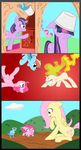  arthropod avian balloons beak bird blue_body blue_eyes bucket butterflies butterfly cloud clouds comic cutie_mark cutiemark daytime door equine eyes_closed female feral fire fluttershy_(mlp) friendship_is_magic grass hair hillside horn horse insect long_hair magenta_eyes magic mammal multi-colored_hair my_little_pony nun2artzy overreaction pegasus pig pink_body pink_hair pinkie_pie_(mlp) plain_background pony porcine prank purple_eyes rainbow_dash_(mlp) red_background short_hair stars transformation twilight_sparkle_(mlp) unicorn water wings yellow_body 