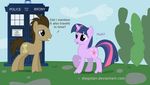  cloud crossover dialogue diegotan doctor_who doctor_whoof_(mlp) dt equine female friendship_is_magic horse male my_little_pony note paper phone_booth pony sky tree unicorn wood 
