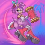  amy_rose anus avian bird boots breasts flicky hammer hedgehog looking_back pose pussy sega side_boob sonic_(series) tail tongue tongue_out weapon 