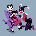  1girl 2boys angry batman batman:_the_animated_series batman_(series) bdsm bodysuit bondage bound bound_ankles dc_comics dcau domino_mask gag happy harley_quinn hug joker laugh laughing mana_(pixiv) mask multiple_boys pixiv_thumbnail resized robin robin_(dc) the_joker tim_drake yanahashi_(bacalorieta) 