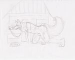  anthro antropomorfic canine dog doghouse fluffy_tail hair invalid_tag k9 lester lesterhusky long_hair male mammal outside sketch solo tail 