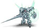  highres lance ledjoker07 mecha no_humans original polearm robot simple_background solo standing weapon white_background 