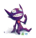  ambiguous_gender gem grin meandmyrobot multicolored_eyes nintendo plain_background pok&#233;mon pok&eacute;mon purple purple_body sableye solo teeth toothpick transparent_background video_games 