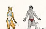  ace_stryker bikini blonde_hair blue_eyes canine clothed clothing female fit fox hair looking_at_viewer male mammal skimpy speedo swimsuit tight_clothing underwear wolf 
