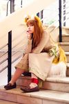  anastasiya_reznikova dress highres holo holo_(cosplay) horo horo_(cosplay) photo sitting spice_and_wolf 