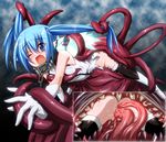  anal blue_eyes blue_hair boots bottomless breasts censored chains collar double_penetration fumihiro garter_belt gloves hair_pull highres monster nymph nymph_(sora_no_otoshimono) open_mouth rape screaming sex small_breasts sora_no_otoshimono spread_legs tears tentacle thighhighs twintails vaginal vore wince wings 