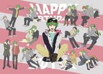  6+boys ayasaki_remi bag black_hair blonde_hair brown_hair candy cigarette closed_eyes digital_media_player food fur_collar glasses green_hair happy_birthday headphones hori-san_to_miyamura-kun hori_kyouko hug hug_from_behind ipod ishikawa_tooru iura_motoko iura_shuu jacket kitahara_aoi kouno_sakura lollipop long_hair miyamura_izumi multiple_boys multiple_girls multiple_persona open_mouth pink_hair purple_hair red_hair scarf school_uniform sengoku_kakeru short_hair skirt sleeping smile smoke smoking sososo sweater twintails yanagi_akane yasuda_jin yoshikawa_yuki_(hori-san_to_miyamura-kun) 