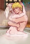  1girl alternate_hairstyle ass bad_id bad_tumblr_id bathing blonde_hair blue_eyes couple facial_mark girl_on_top glaring hair_bun hair_up hand_in_hair hand_on_another's_head hetero hug leaning_back long_hair looking_at_viewer mixed_bathing naruto naruto_(series) nude onsen outdoors partially_submerged sex sitting starchii steam straddling suspended_congress sweat underwater_sex upright_straddle uzumaki_naruto very_long_hair water watermark web_address wet wet_hair whisker_markings yamanaka_ino 