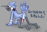  anus avian balls beak bird blue blue_bird blue_feathers blue_jay blush butt cobalthusky gay look_at_viewer looking_at_viewer looking_back male mordecai penis presenting presenting_hindquarters regular_show shy single solo tail 