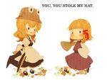  ai-wa blonde_hair braid children's_book d: english hat hat_removed headwear_removed i_want_my_hat_back kirisame_marisa moriya_suwako multiple_girls no_hat no_headwear no_mouth open_mouth parody short_hair simple_background touhou witch witch_hat 