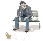  bag bench bird coffee eating keanu_reeves lowres meme nemurism 