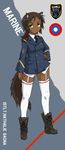  animal_ears bad_id bad_pixiv_id boots commentary dakku_(ogitsune) dark_skin green_eyes ponytail solo strike_witches_1991 tail thighhighs uniform very_dark_skin world_witches_series 
