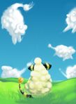  caprine cloud clouds mammal mareep nintendo pok&#233;mon pok&eacute;mon sheep sitting solo video_games 
