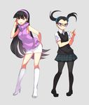  bad_deviantart_id bad_id bare_shoulders black_eyes black_hair black_legwear blue_eyes boots glasses hairband high_heels knee_boots leaning_forward long_hair miniskirt multiple_girls naso4 open_mouth pantyhose pigeon-toed plaid plaid_skirt pleated_skirt purple_shirt school_uniform shirt shoes short_sleeves simple_background skirt sleeveless sleeveless_turtleneck the_fairly_oddparents tootie trixie_tang turtleneck twintails very_long_hair vest white_footwear white_skirt 