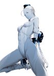  blue boots braid breasts cammy_white garrison_cap hat leotard long_hair monochrome simple_background single_braid skin_tight small_breasts solo sousou_(sousouworks) street_fighter thighs very_long_hair 