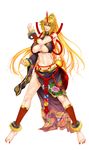  :| absurdres alternate_costume angry anklet bad_id bad_pixiv_id bare_shoulders barefoot blonde_hair bracelet breasts closed_mouth covered_nipples fangs feet fingernails full_body highres horn hoshiguma_yuugi jewelry large_breasts leg_warmers legs lips lipstick long_fingernails long_hair long_toenails looking_at_viewer makeup nail_polish navel pointy_ears ponytail red_eyes seigaiha simple_background solo spread_legs toenails touhou v-shaped_eyebrows very_long_hair white_background zucchini 