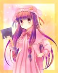  bad_id bad_pixiv_id bow crescent dress hat highres long_hair monchi_(kashiwa2519) patchouli_knowledge purple_eyes purple_hair solo touhou 