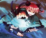  animal_ears braid cat_ears cat_tail dutch_angle extra_ears face fang fingernails foreshortening hands kaenbyou_rin mary_janes nakatani_nio open_mouth outstretched_arm red_eyes red_hair shoes slit_pupils smile smoke solo squatting tail touhou twin_braids twintails 