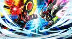  beam_sword black_ace capcom disk fighting red_eyes red_joker rockman ryuusei_no_rockman sword weapon wings 