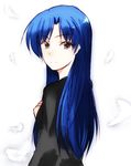  bad_id bad_pixiv_id blue_hair brown_eyes foro_(planet_cage) idolmaster idolmaster_(classic) kisaragi_chihaya long_hair looking_back smile solo tears 