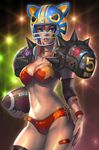  animal_ears animal_helmet bad_id bad_pixiv_id bandaid bandaid_on_leg bikini black_legwear blue_eyes brand_name_imitation breasts cleavage fake_animal_ears football football_(object) football_helmet hand_on_hip helmet jewelry kilart large_breasts lips national_football_league navel necklace orange_hair original shoulder_pads side-tie_bikini solo spikes strap_gap swimsuit thighhighs wristband 