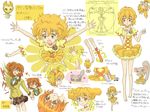  barefoot blonde_hair brown_eyes character_sheet choker cosplay cure_pine cure_pine_(cosplay) dual_persona fresh_precure! kirun magical_girl magmaxashi oden-kun oden-kun_(series) one_eye_closed orange_choker precure ribbon school_uniform short_hair tart_(fresh_precure!) transformation translation_request vitruvian_man yamabuki_inori 