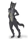  breasts canine female fur gray_fur grey_fur mammal nude solo tsareia wolf 