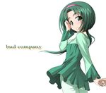  akimoto_komachi casual green green_eyes green_hair hairband holding_hands long_hair looking_back matsushima_kei out_of_frame ponytail precure smile solo_focus yes!_precure_5 