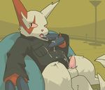  argon_vile balls bean_bag cum cum_taste edit male nintendo penis pink_nose pok&#233;mon pok&eacute;mon reclining solo unknown_artist video_games zangoose 