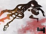  black_hair huke long_hair original red_eyes skirt sword watermark weapon 