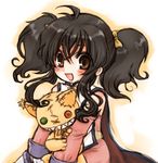  anise_tatlin bad_id bad_pixiv_id black_hair brown_eyes cape cruithne detached_sleeves doll long_hair lowres pink_sleeves sidelocks smile solo stuffed_toy tales_of_(series) tales_of_the_abyss tokunaga twintails 