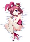  animal_ears bare_legs bunny_ears bunny_girl bunny_tail bunnysuit fishnet_pantyhose fishnets full_body high_heels leotard lying matsushima_kei on_side pantyhose pink_leotard precure red_hair shoes short_hair short_twintails solo tail twintails two_side_up wrist_cuffs yes!_precure_5 yumehara_nozomi 