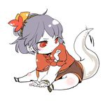  chibi kemonomimi_mode kiguchiko lowres purple_hair red_eyes snake_tail solo tail touhou yasaka_kanako 