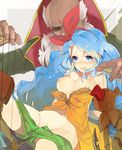  1girl bad_id bad_pixiv_id beard blue_hair breasts facial_hair hyakuhachi_(over3) jewelry marionette puppet pussy ribbon ring rocbouquet_(saga) romancing_saga romancing_saga_2 saga short_shorts shorts small_breasts 