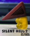  gummy_bear mammal pyramid_head real silent_hill silent_hill_2 sitting solo unknown_artist video_games yellow yellow_body 