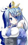  bad_id bad_pixiv_id bare_shoulders blue_hair breasts crown dress empoleon gen_4_pokemon hair_ornament large_breasts long_hair paopao personification pokemon simple_background solo white_background 