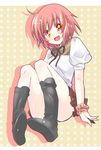  bad_id bad_pixiv_id flat_chest hair_ornament hairclip legs miniskirt open_mouth original paopao pink_hair red_eyes shirt shoes short_hair sitting skirt solo symbol-shaped_pupils 
