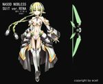  alternate_hairstyle boots breasts character_name detached_sleeves ecell elsword full_body green_eyes green_hair headgear long_hair medium_breasts midriff navel pointy_ears rena_(elsword) smile solo twintails white_sleeves 