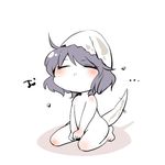  chibi hatching kemonomimi_mode kiguchiko lowres nude purple_hair sitting snake_tail solo tail touhou wariza yasaka_kanako 