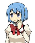  bad_id bad_pixiv_id blue_eyes blue_hair bow eichikei hair_ornament hairclip mahou_shoujo_madoka_magica miki_sayaka open_mouth school_uniform short_hair solo tears 